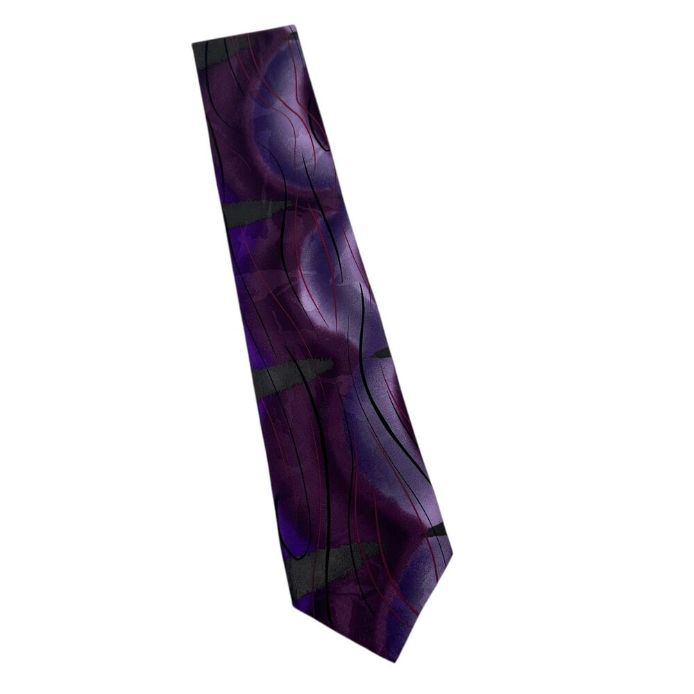 J. Garcia Limited Edition Purple 100% Silk Seascape Neck Tie‎